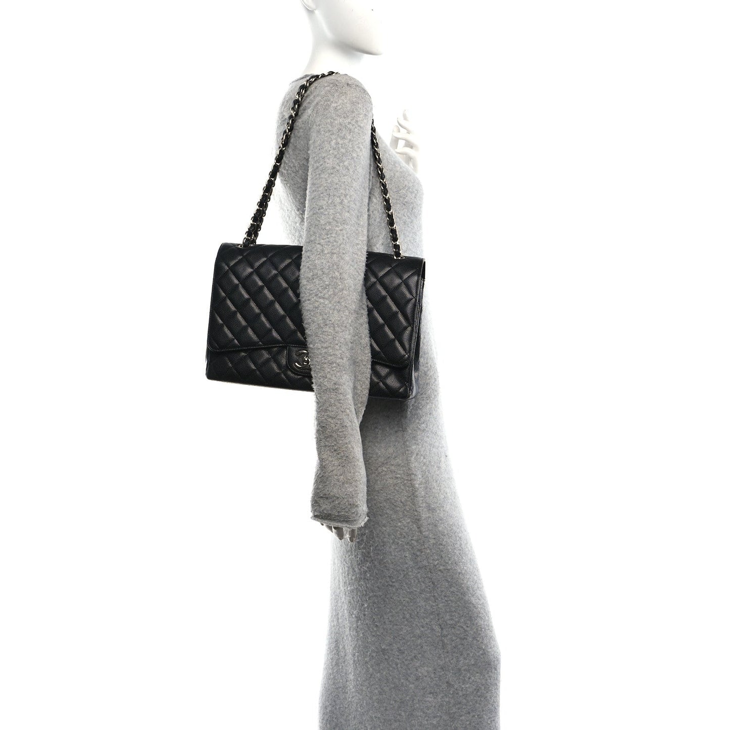 Caviar Quilted Maxi Double Flap Black