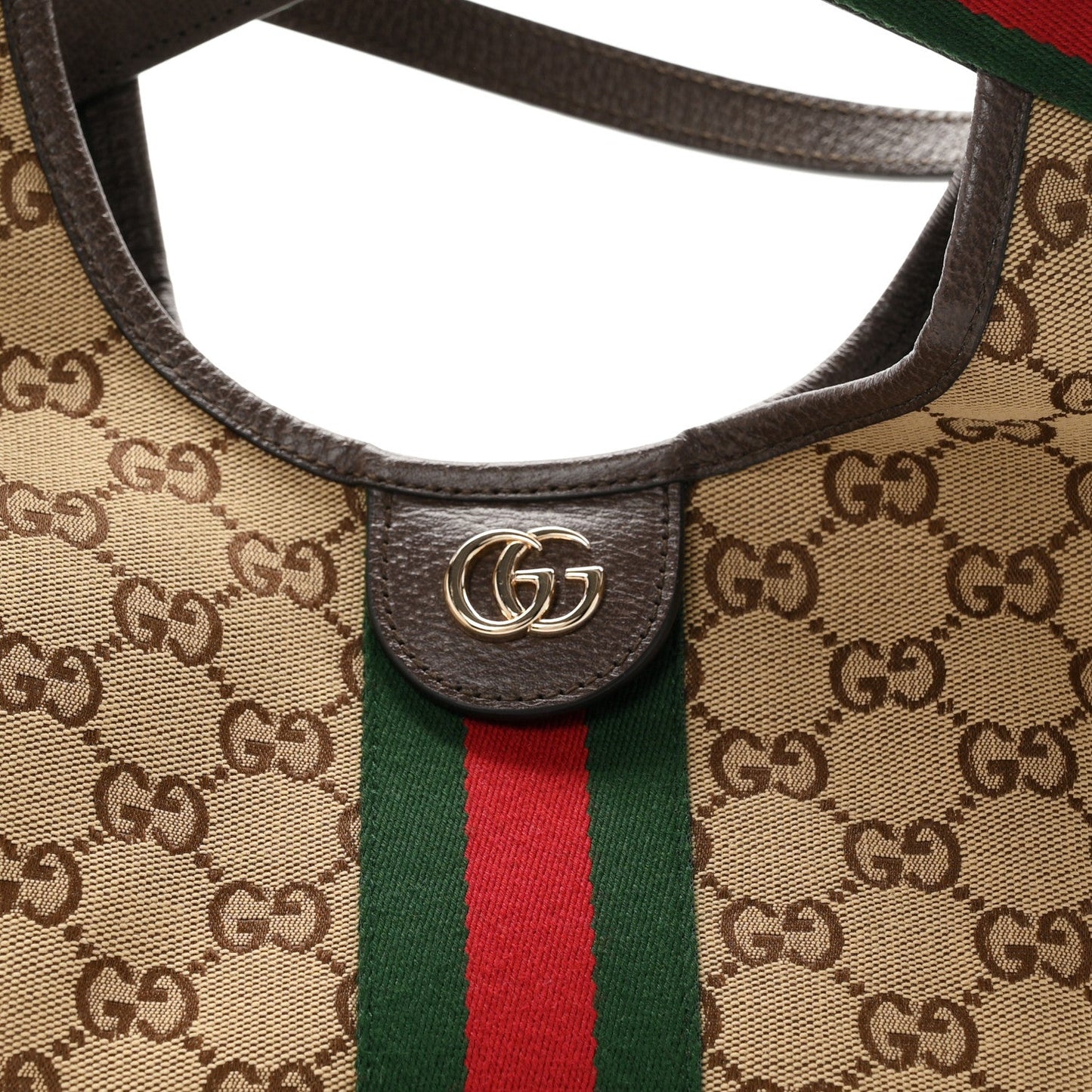Monogram Web Small Giglio Tote Beige Dark Brown