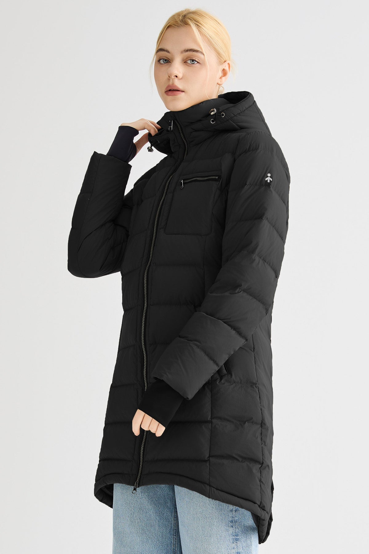 Slant Pocket Zip up Puffer Down Coat
