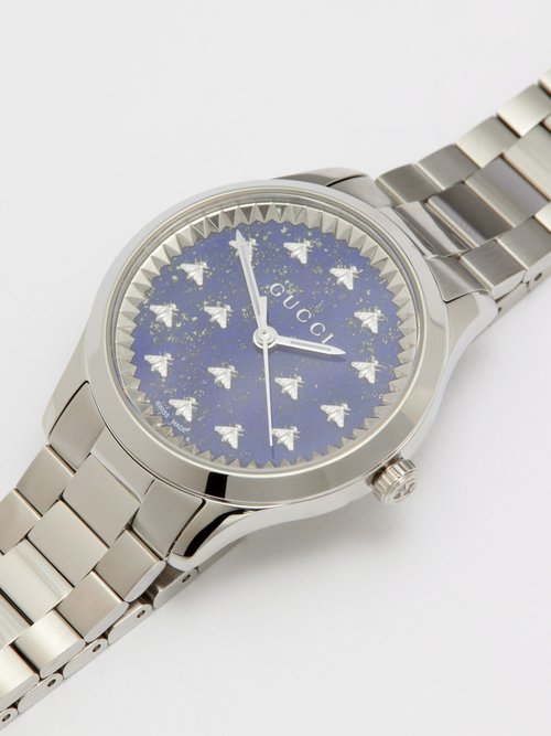 Gucci G Timeless Quartz Blue Dial Silver Steel Strap Watch for Women - YA1265043