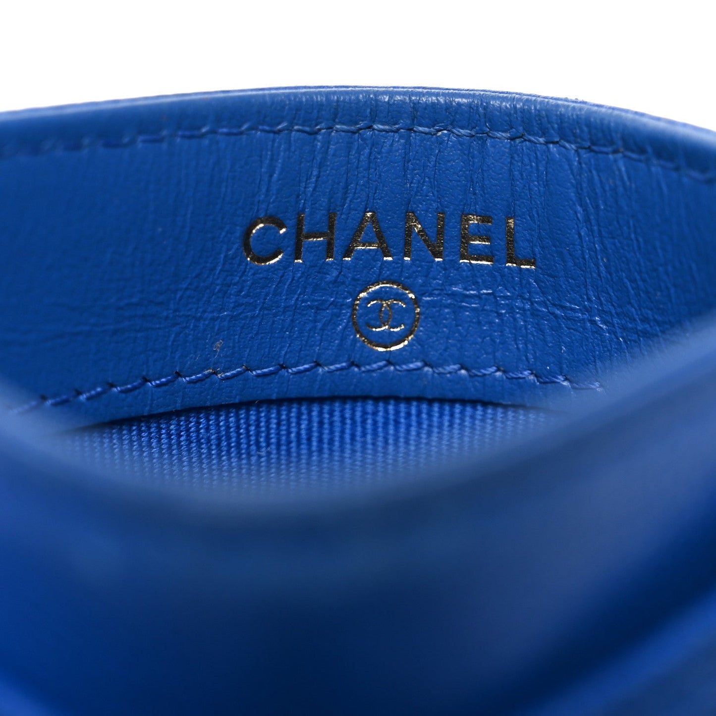 Caviar Quilted Card Holder Blue