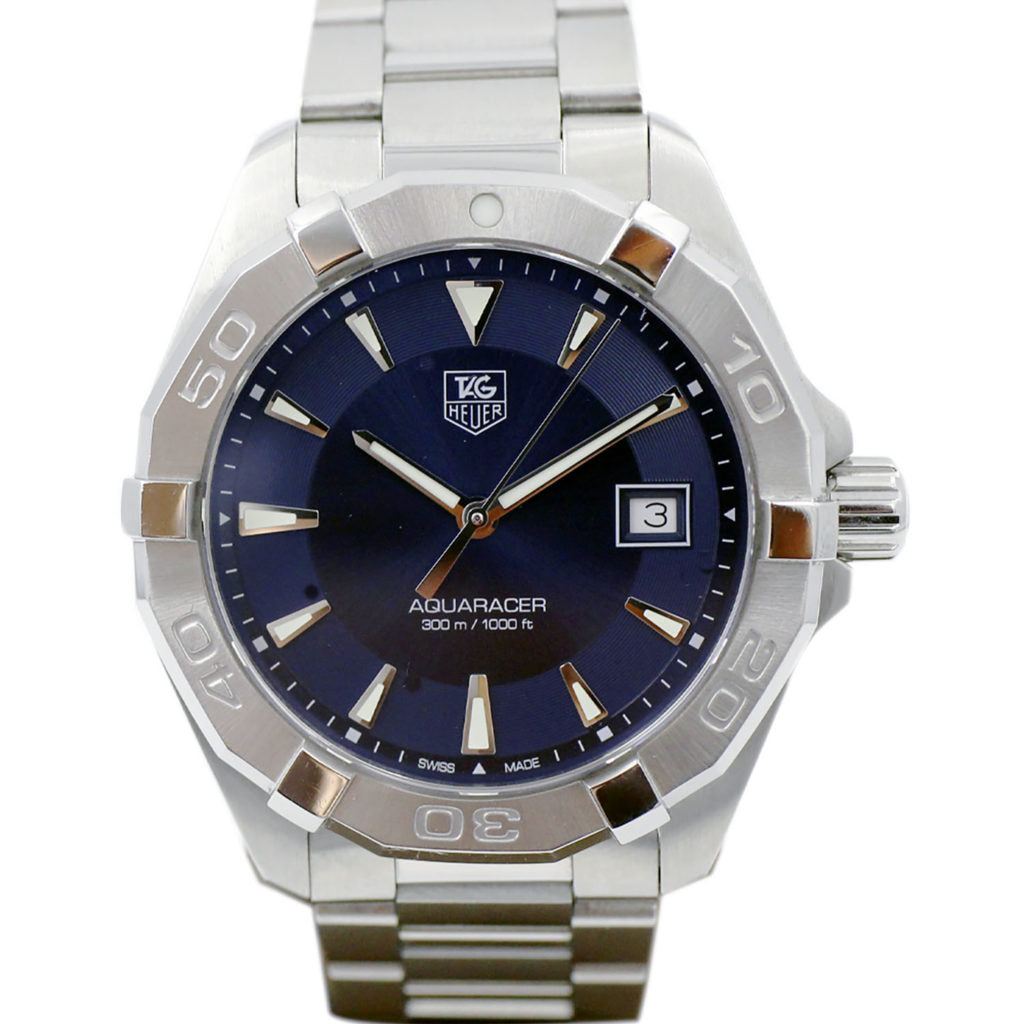 Tag Heuer Aquaracer Quartz Blue Dial Silver Steel Strap Watch for Men - WAY1112.BA0928
