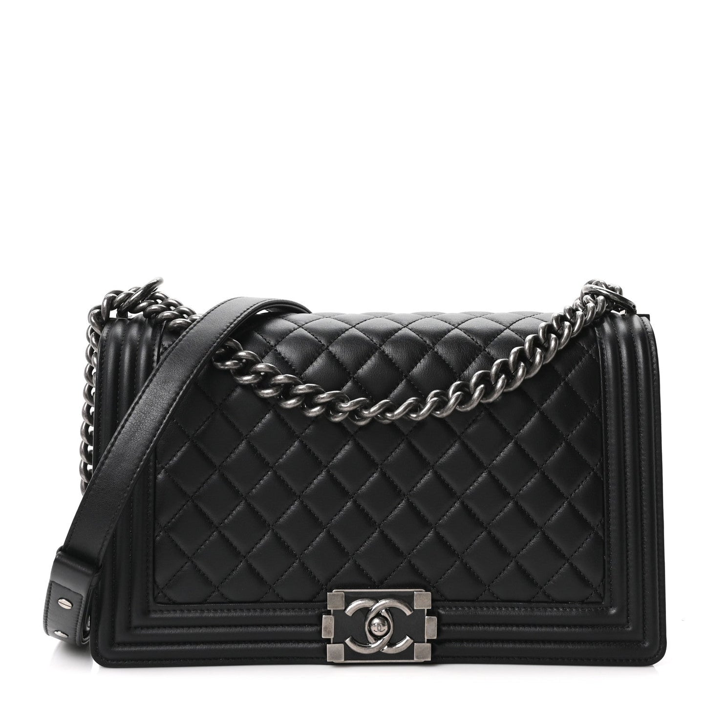 Calfskin Quilted New Medium Boy Flap Black