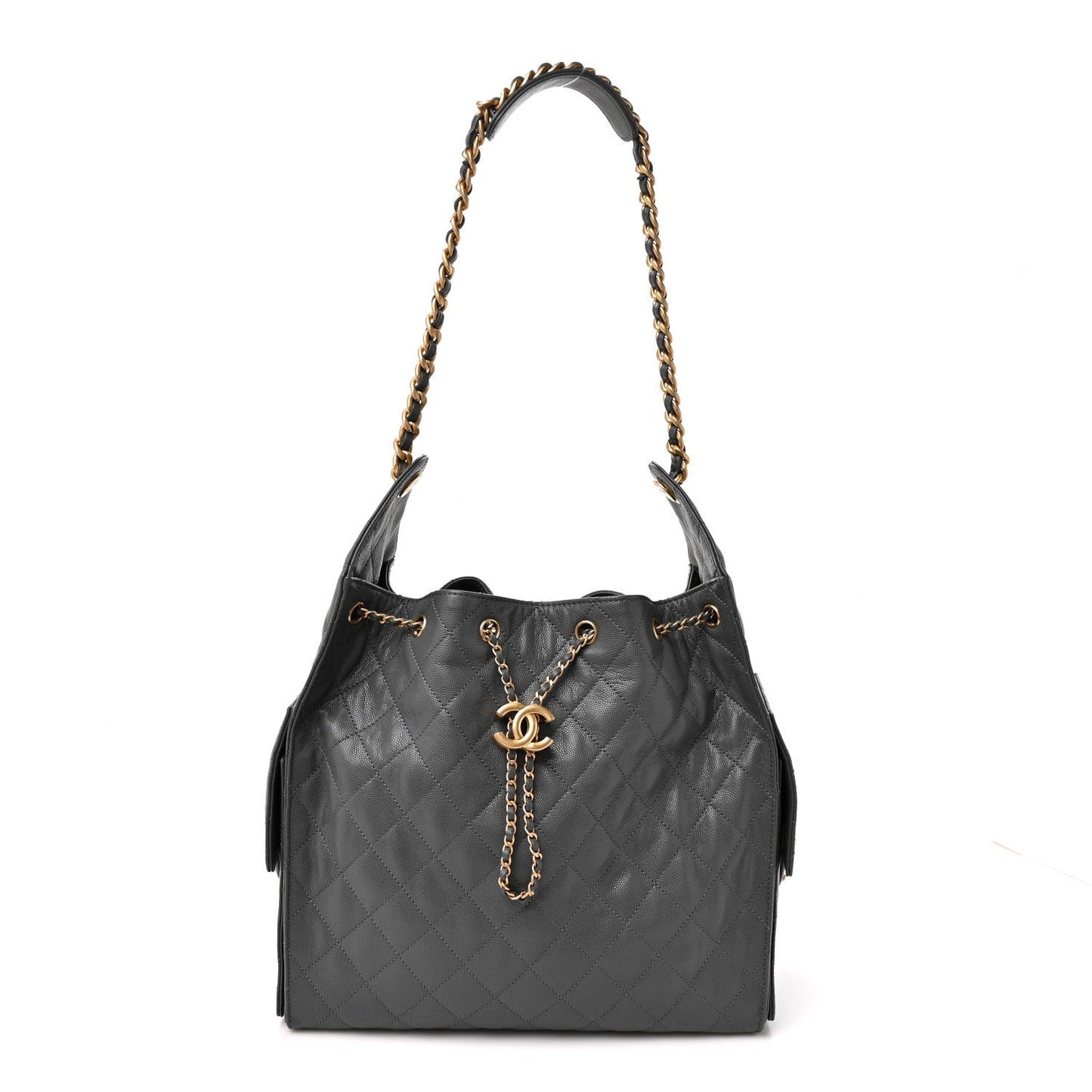 Caviar Quilted Medium Chanel 25 Handbag Dark Grey