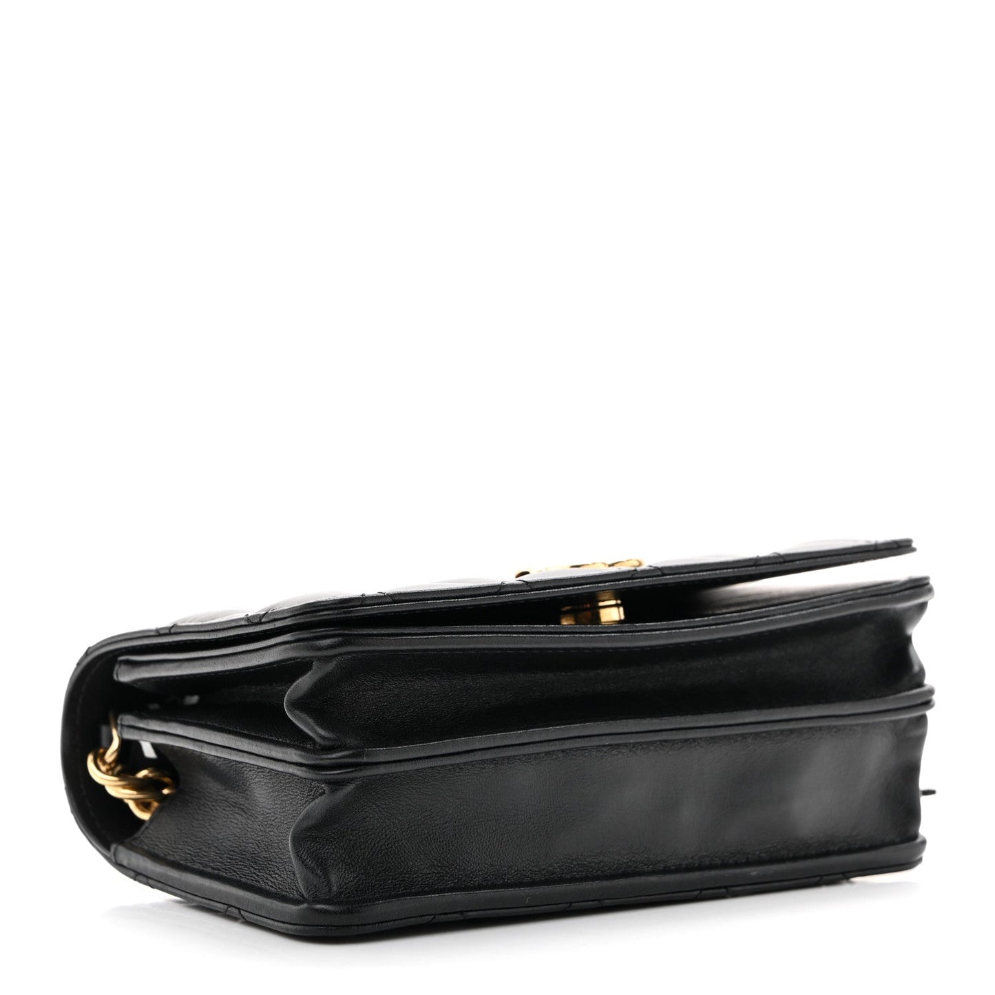 Lambskin Resin Quilted Mini Wallet On Chain WOC Black