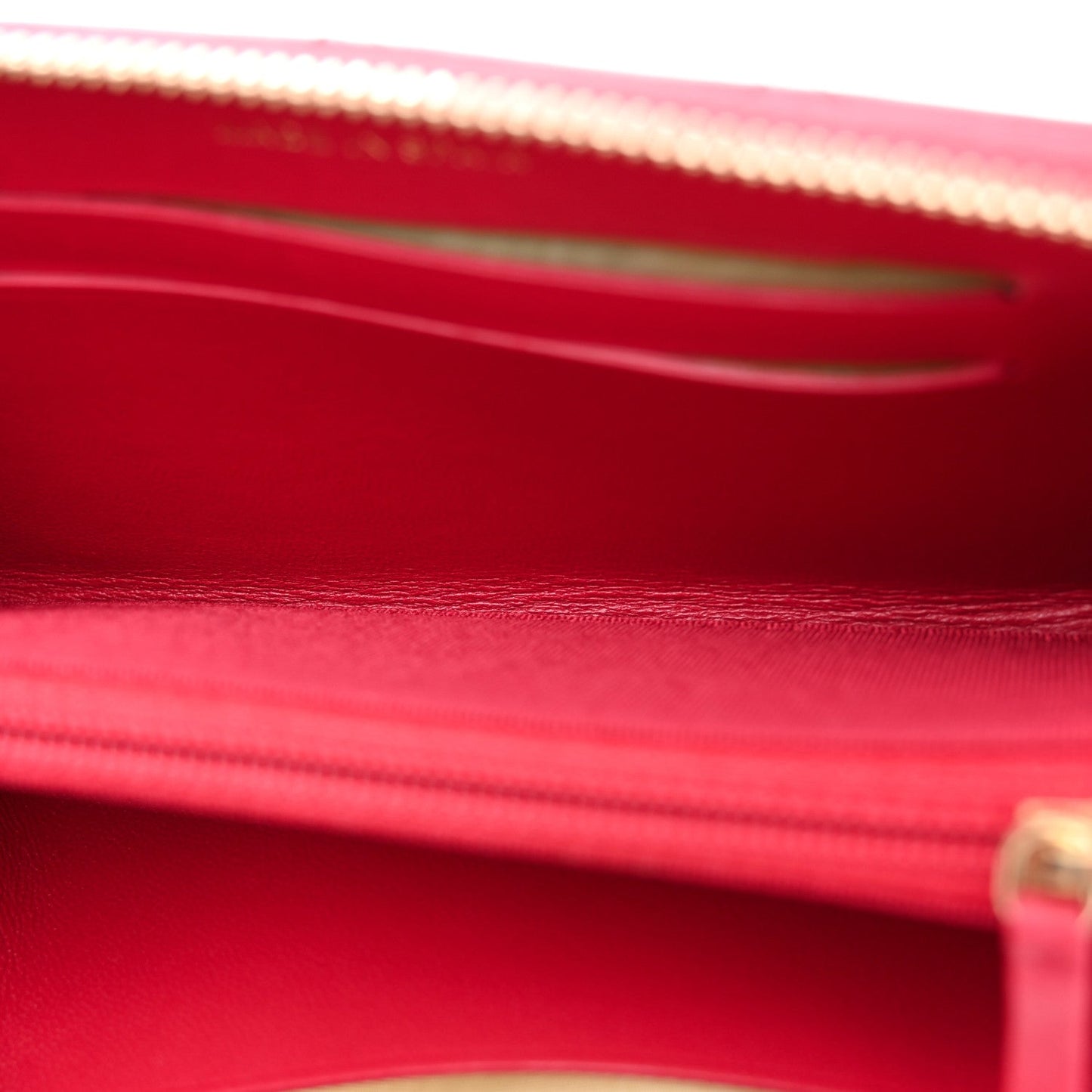 Lambskin Quilted Medium Zip Around Wallet Dark Pink