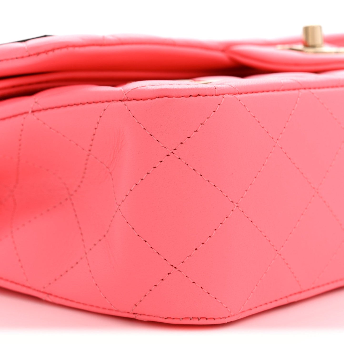 Lambskin Quilted Medium Hollywood Charms Double Flap Coral Pink
