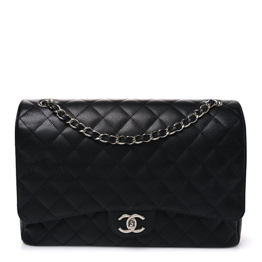 Caviar Quilted Maxi Double Flap Black