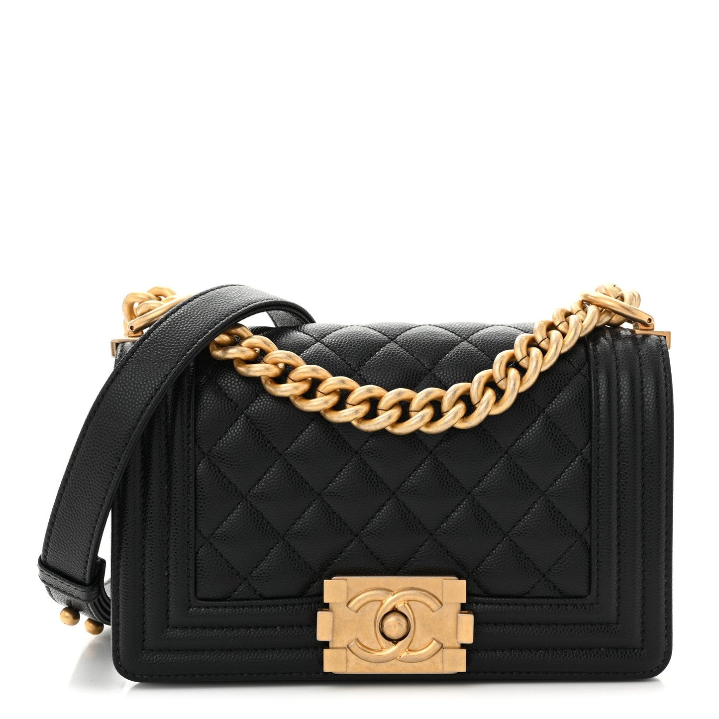 Caviar Quilted Small Boy Flap Black