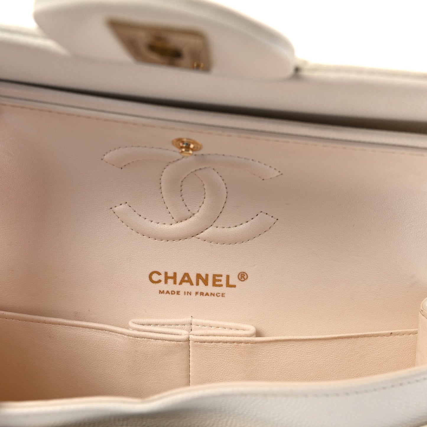 Caviar Quilted Small Double Flap White