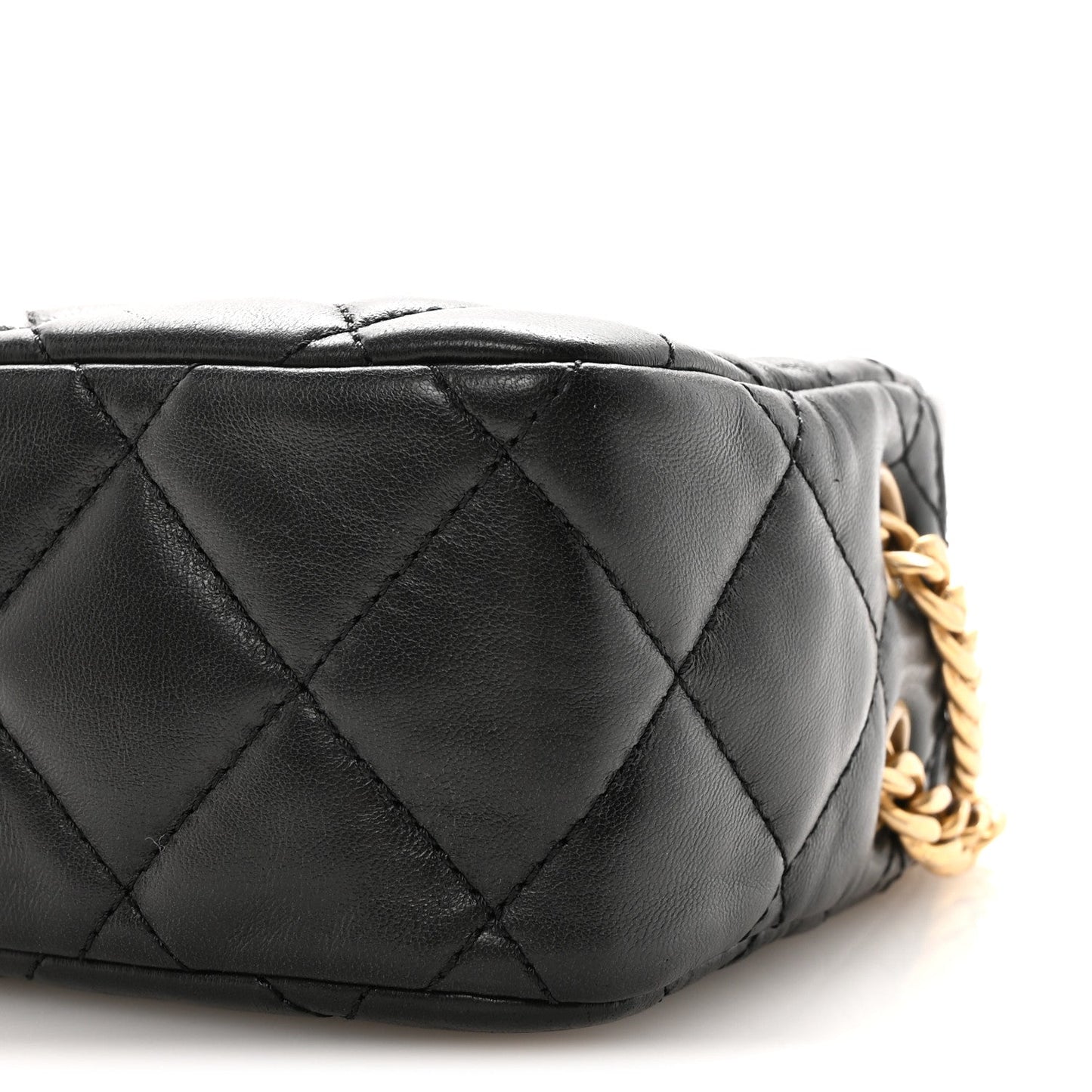 Lambskin Quilted Mini Pillow Crush Camera Case Black