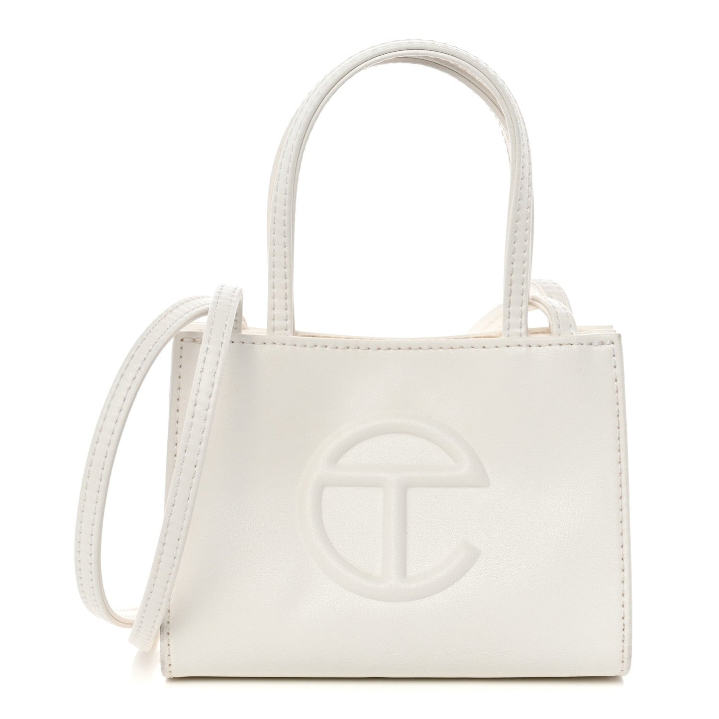 Vegan Leather Small Shopping Bag White