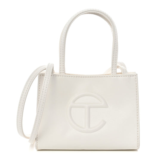 Vegan Leather Small Shopping Bag White