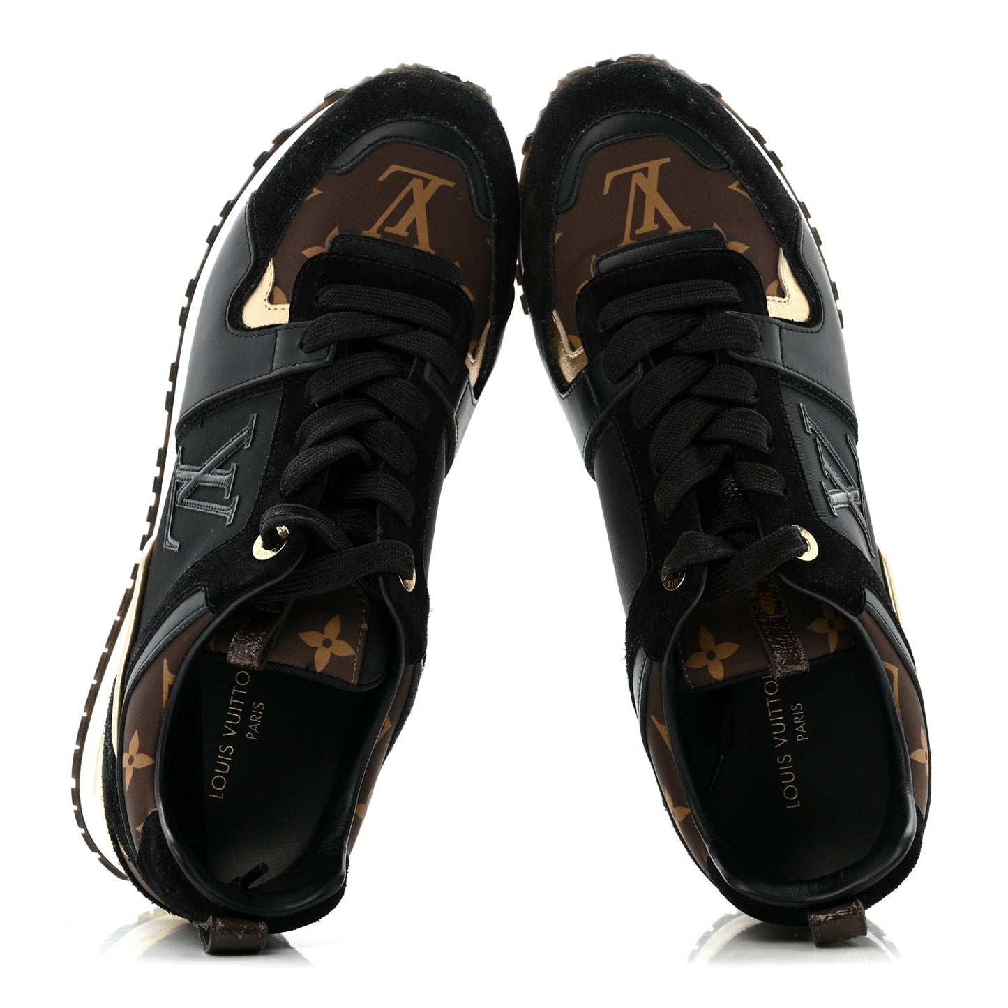 Suede Calfskin Recycled Monogram Nylon Run Away Sneakers 39 Black