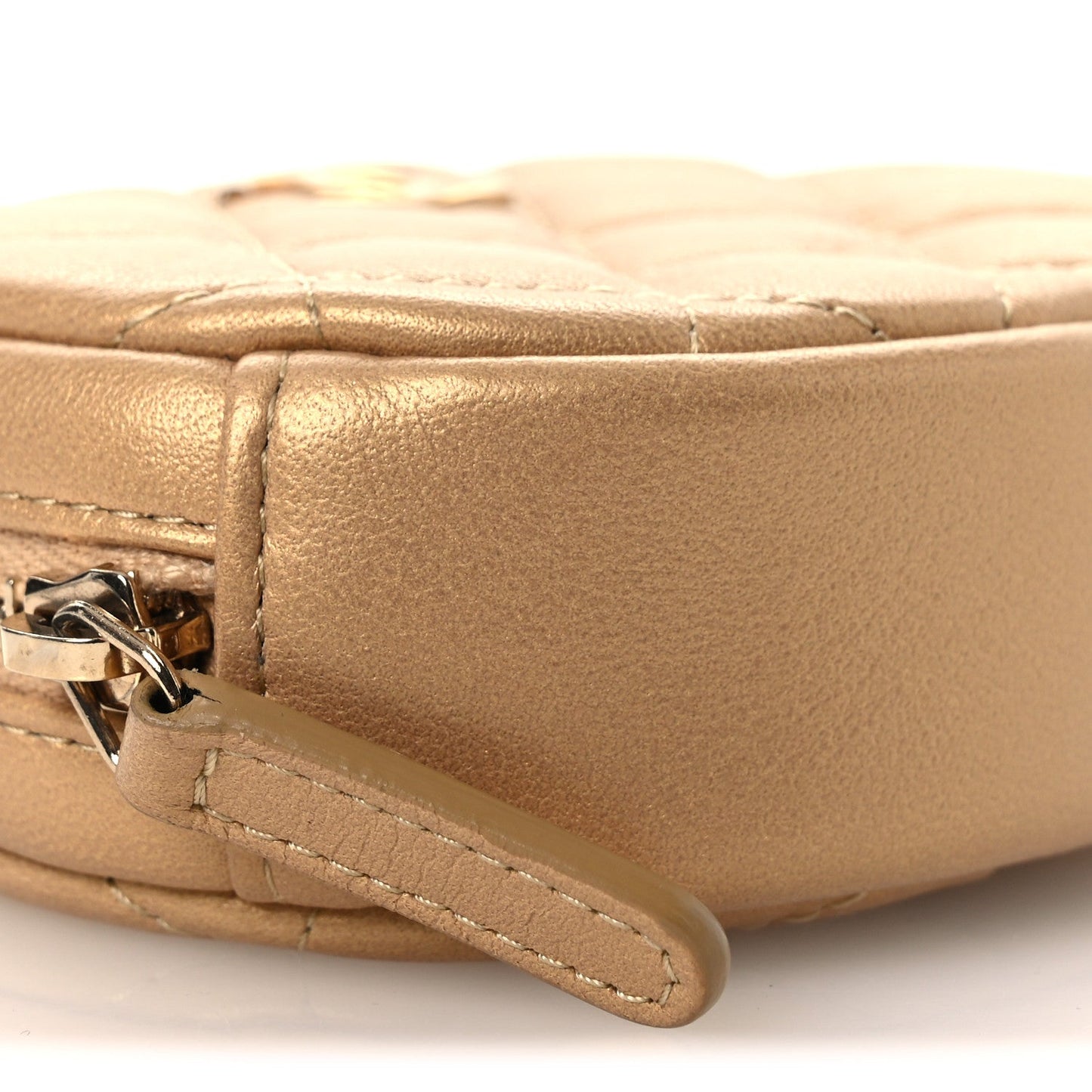 Metallic Lambskin Quilted Zip Around Classic Coin Purse Gold