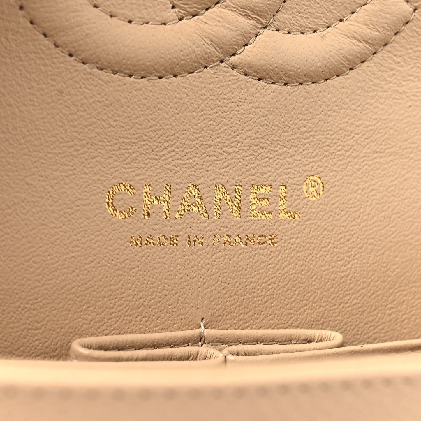 Caviar Quilted Medium Double Flap Beige