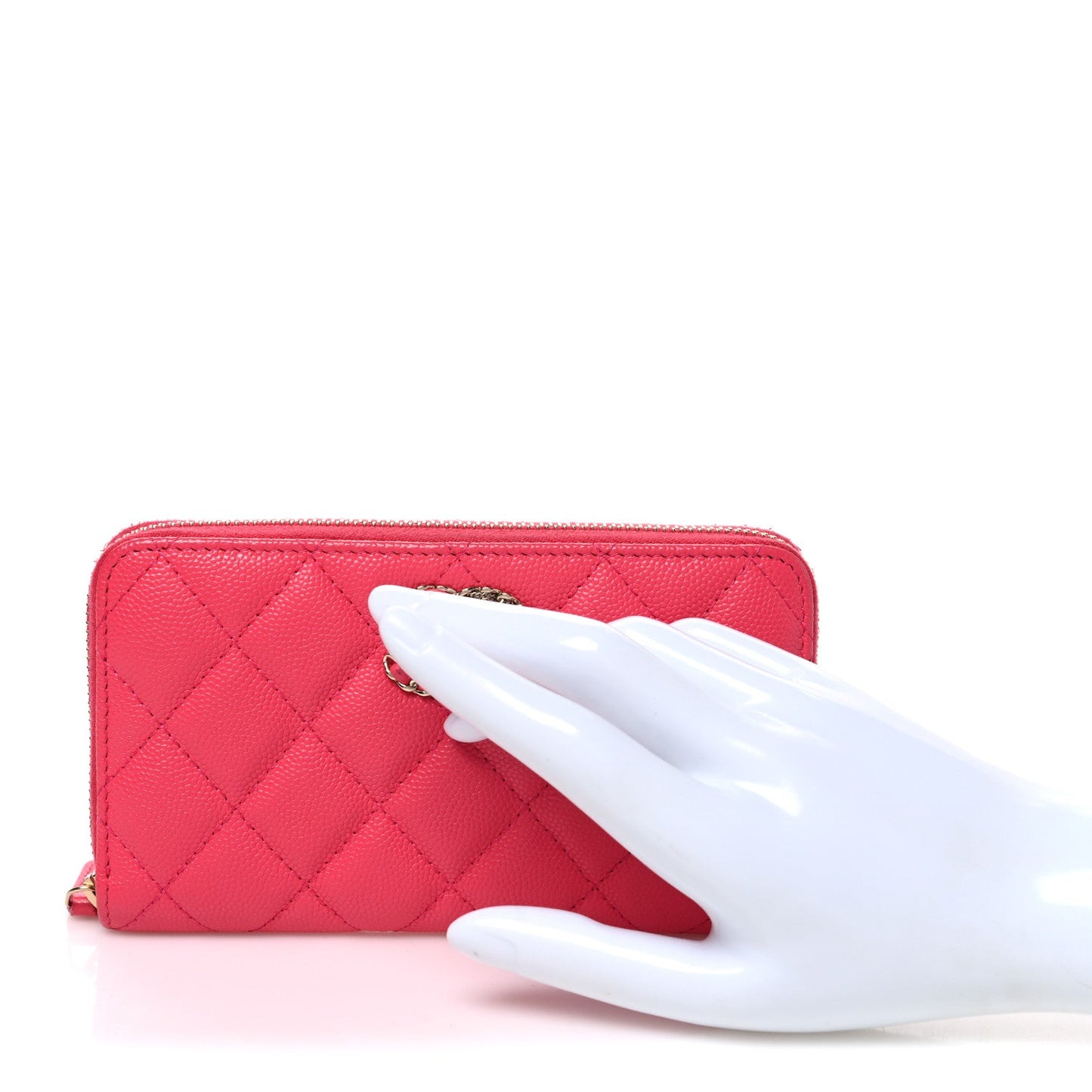 Caviar Quilted Small French New Wave Zip Around Wallet Pink