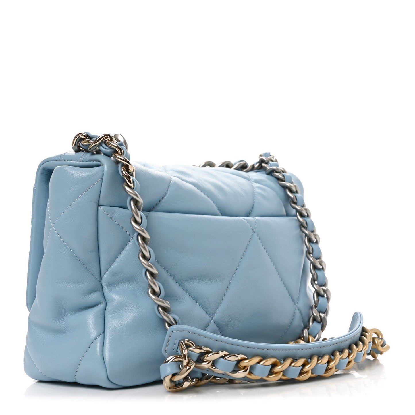 Lambskin Quilted Medium Chanel 19 Flap Light Blue Light Blue