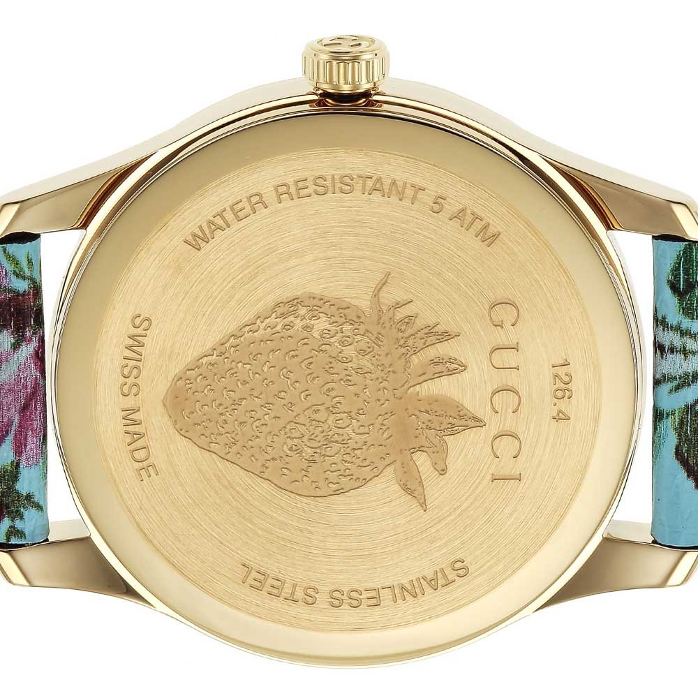 Gucci G Timeless Floral Turquoise Dial Turquoise Leather Strap Watch For Women - YA1264085