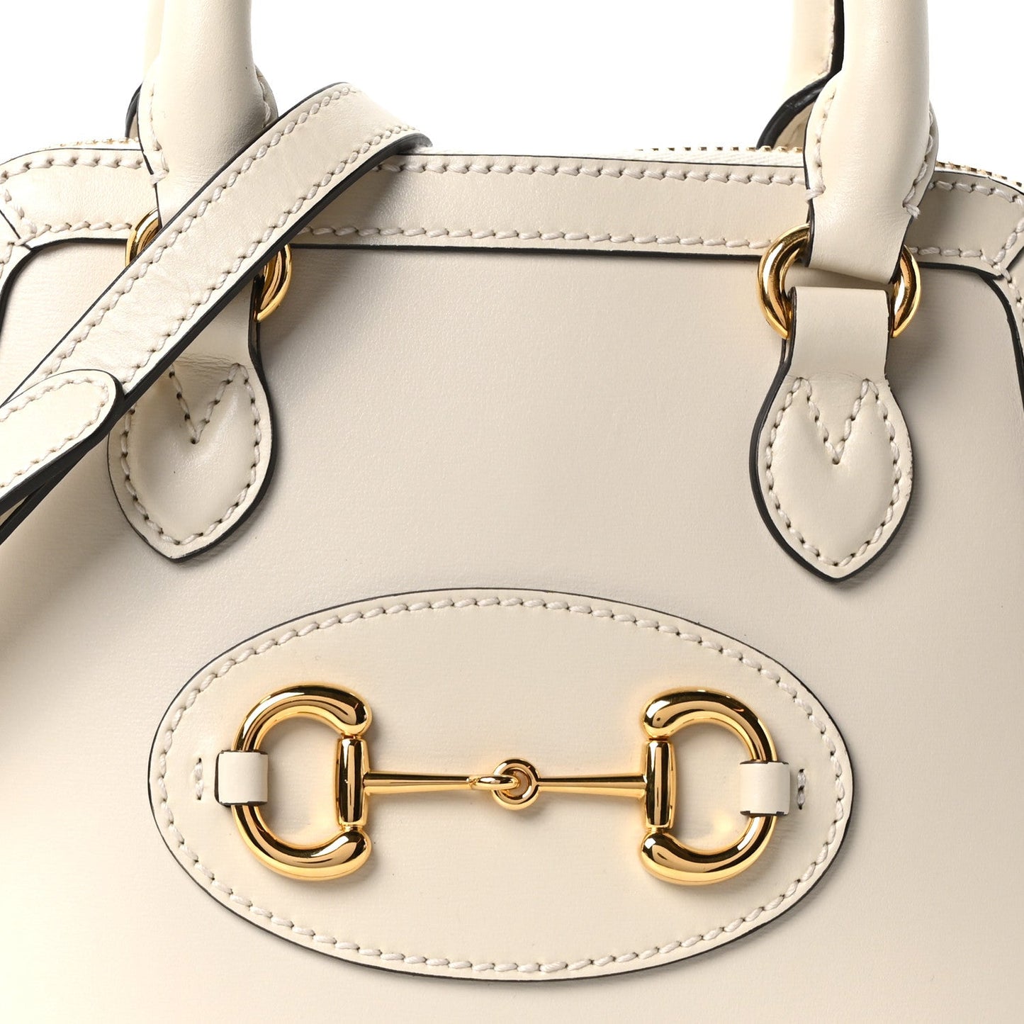 Boarded Plutone Calfskin Mini Horsebit 1955 Top Handle Bag Mystic White