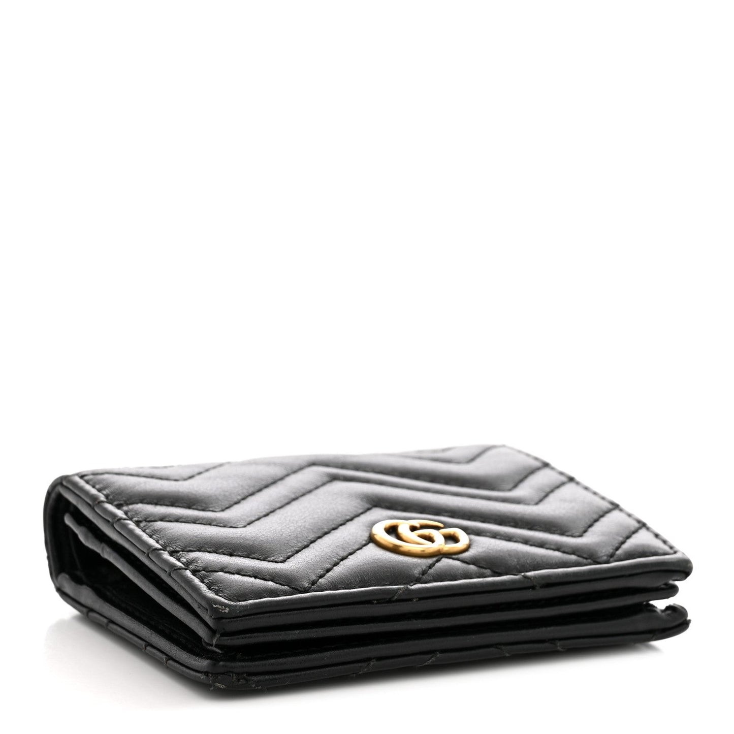 Calfskin Matelasse GG Marmont Card Case Wallet Black