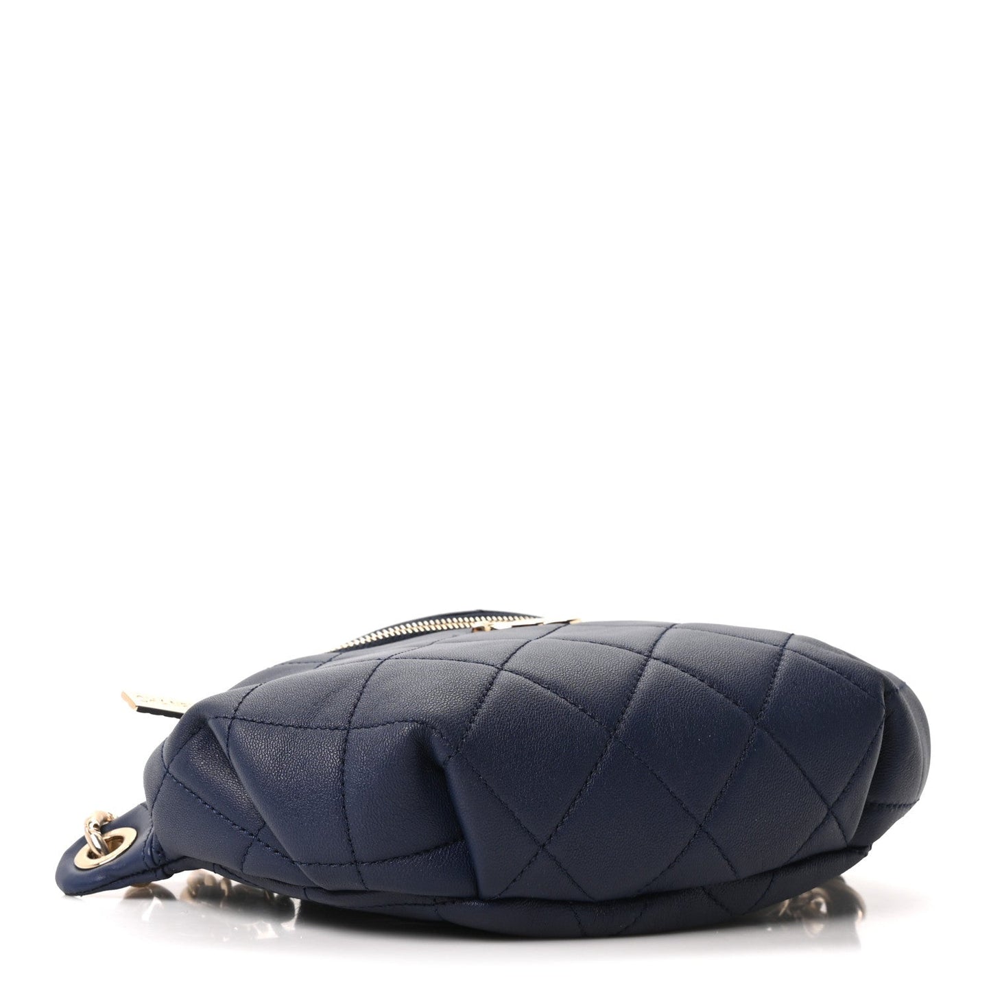 Lambskin  Quilted Resin Bi-Color Waist Bag Fanny Pack Navy Blue