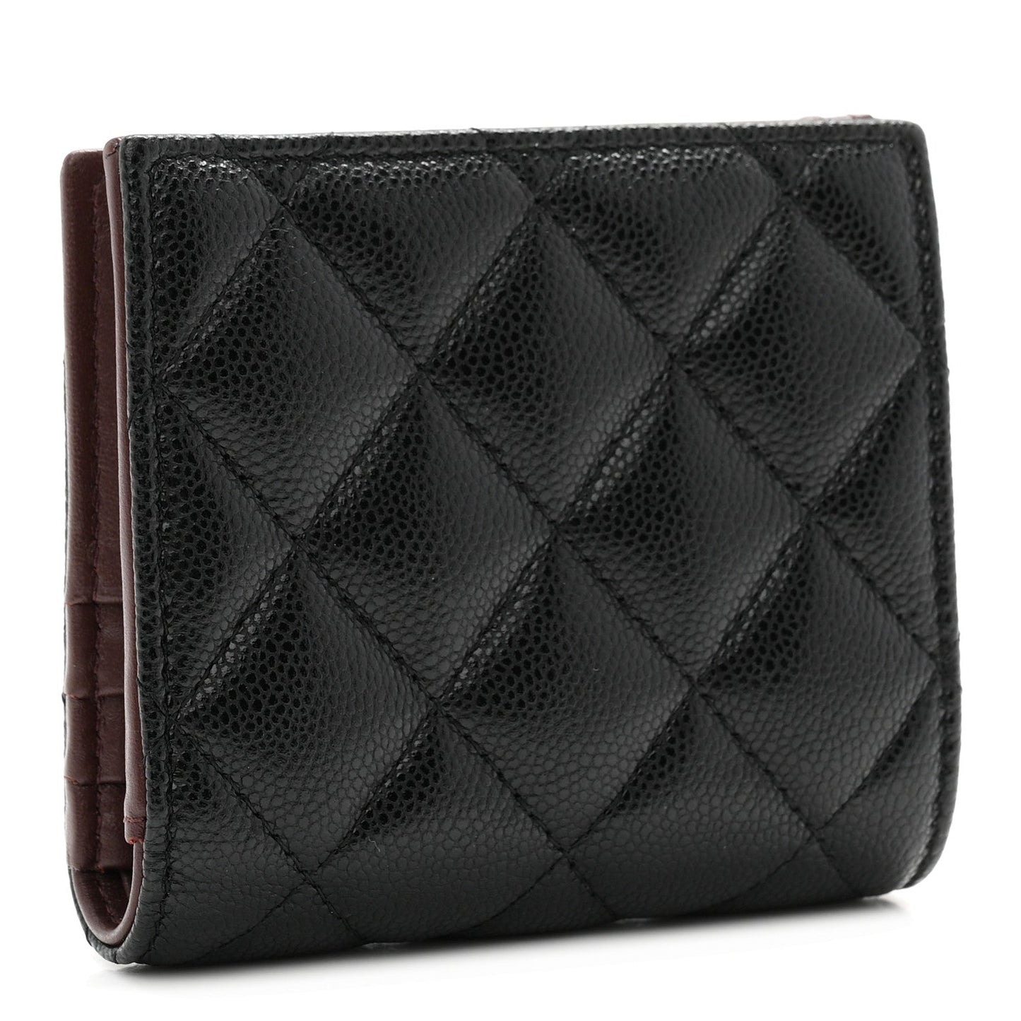 Caviar Quilted Compact Bifold Wallet Black