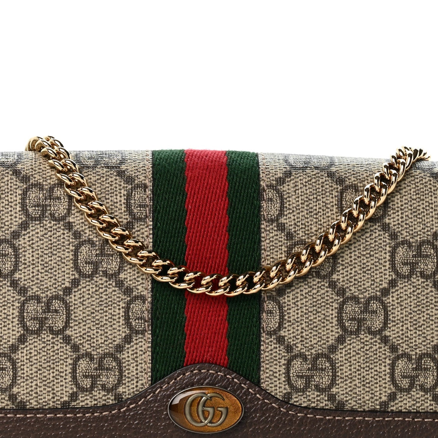 GG Supreme Monogram Web Ophidia Wallet On Chain Brown