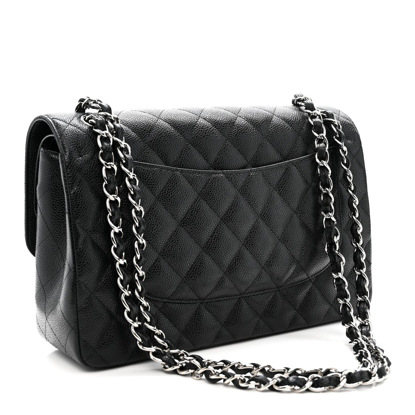 Caviar Quilted Jumbo Double Flap Black