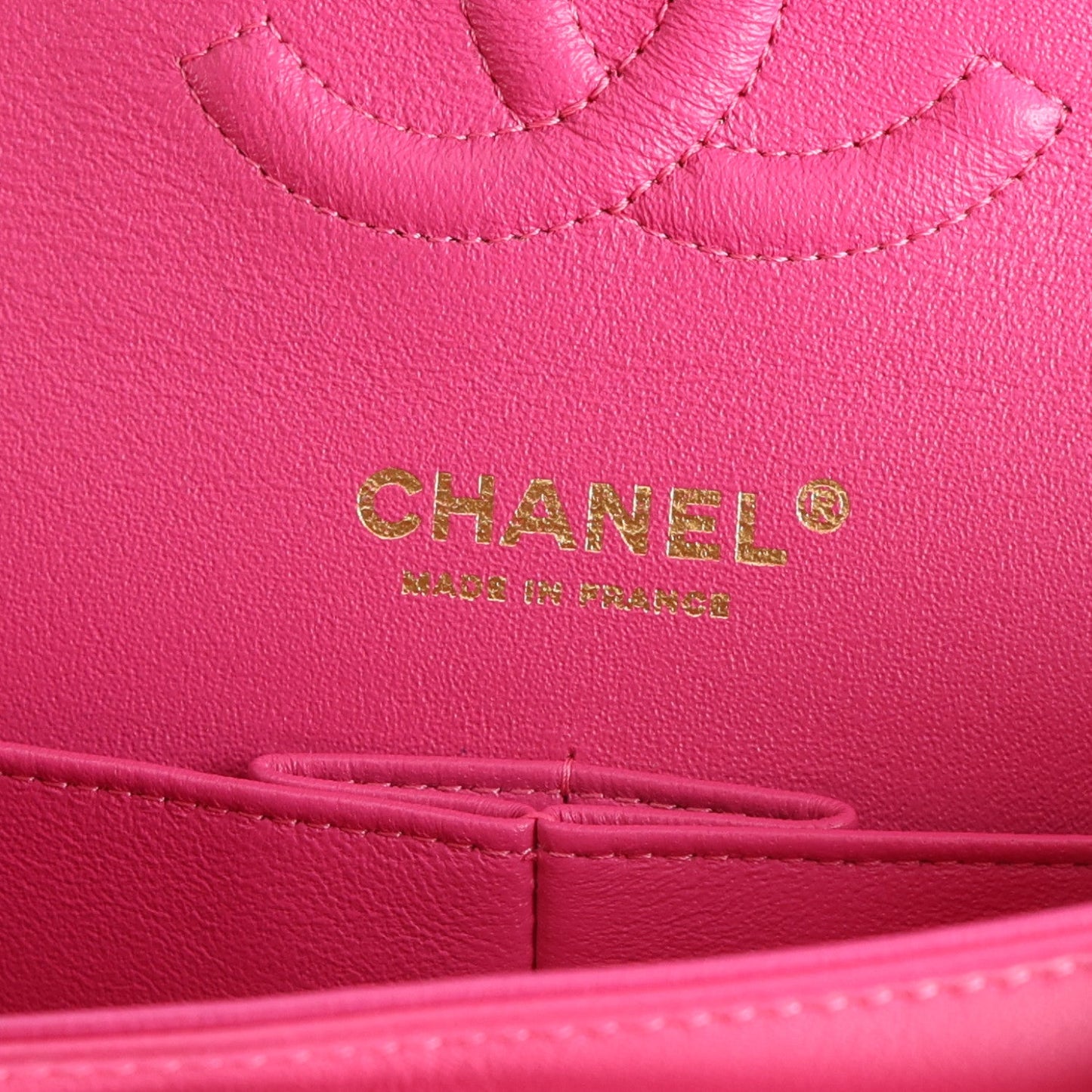 Lambskin Chevron Quilted Medium Double Flap Dark Pink