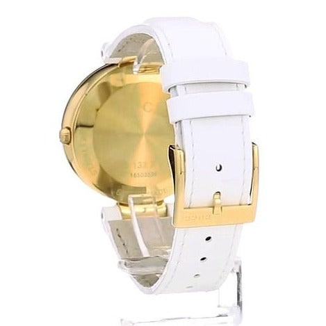 Gucci G Interlocking White Dial White Leather Strap Watch For Women - YA133327