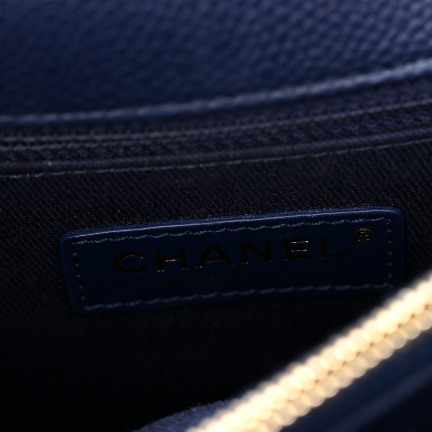 Caviar Diamond Stitched Top Handle Flap Navy