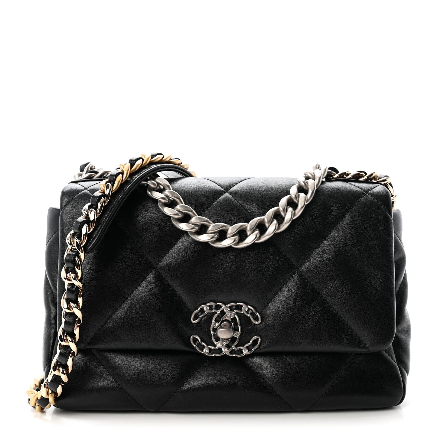 Lambskin Quilted Medium Chanel 19 Flap Black