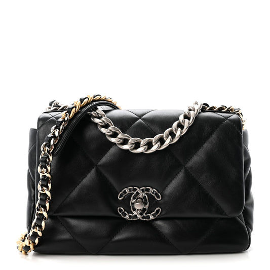 Lambskin Quilted Medium Chanel 19 Flap Black