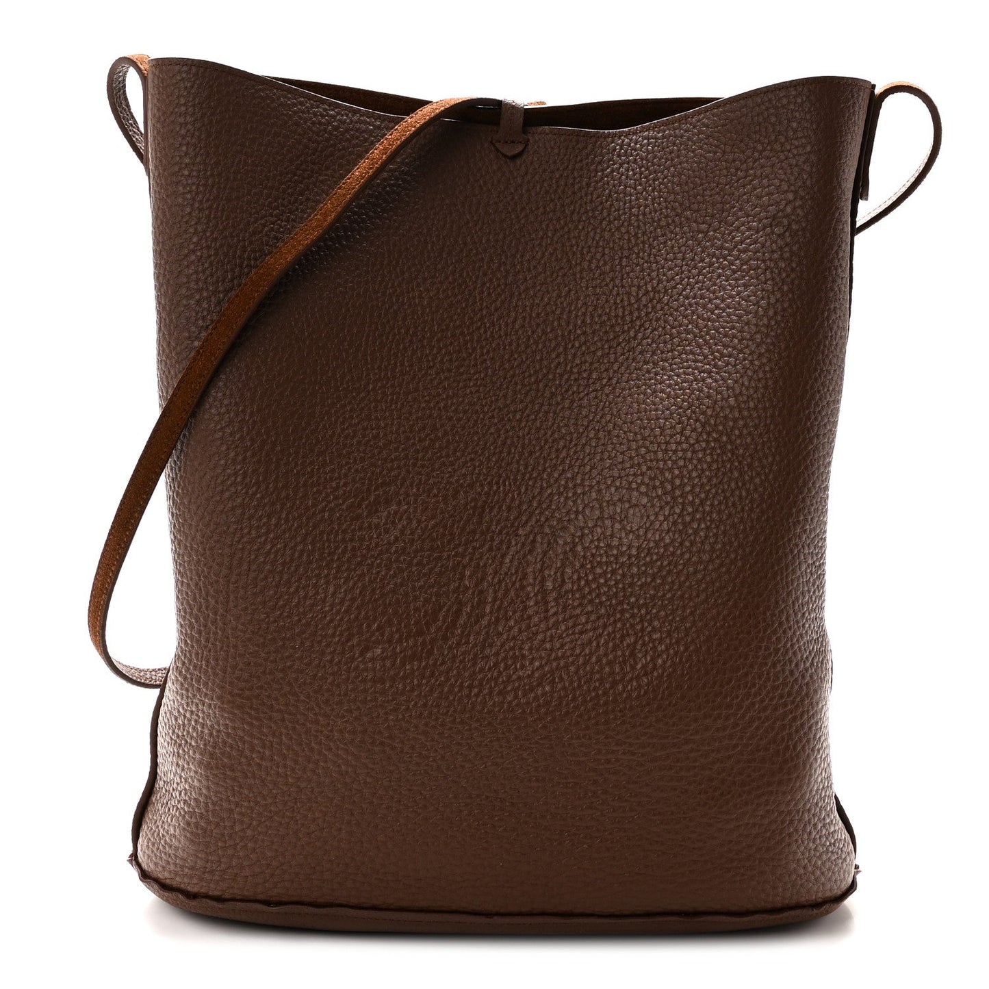 Suede Calfskin Reversible Triomphe Bucket Bag Brown