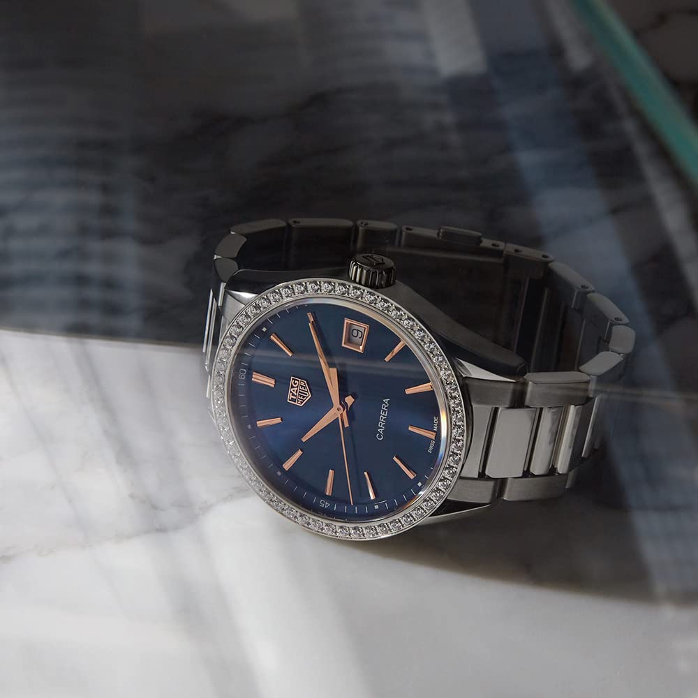 Tag Heuer Carrera Quartz Diamonds Blue Dial Silver Steel Strap Watch for Women - WAR1114.BA0601