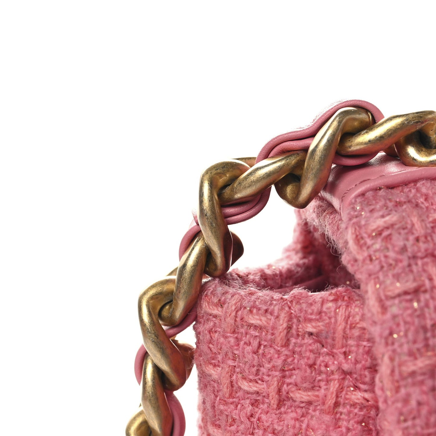 Metallic Tweed Quilted Large Chanel 19 Flap Pink