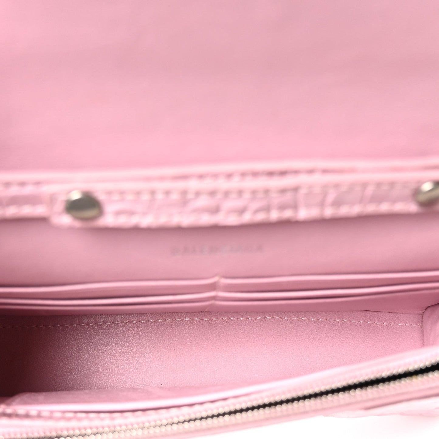 Shiny Calfskin Crocodile Embossed Hourglass Chain Bag Powder Pink