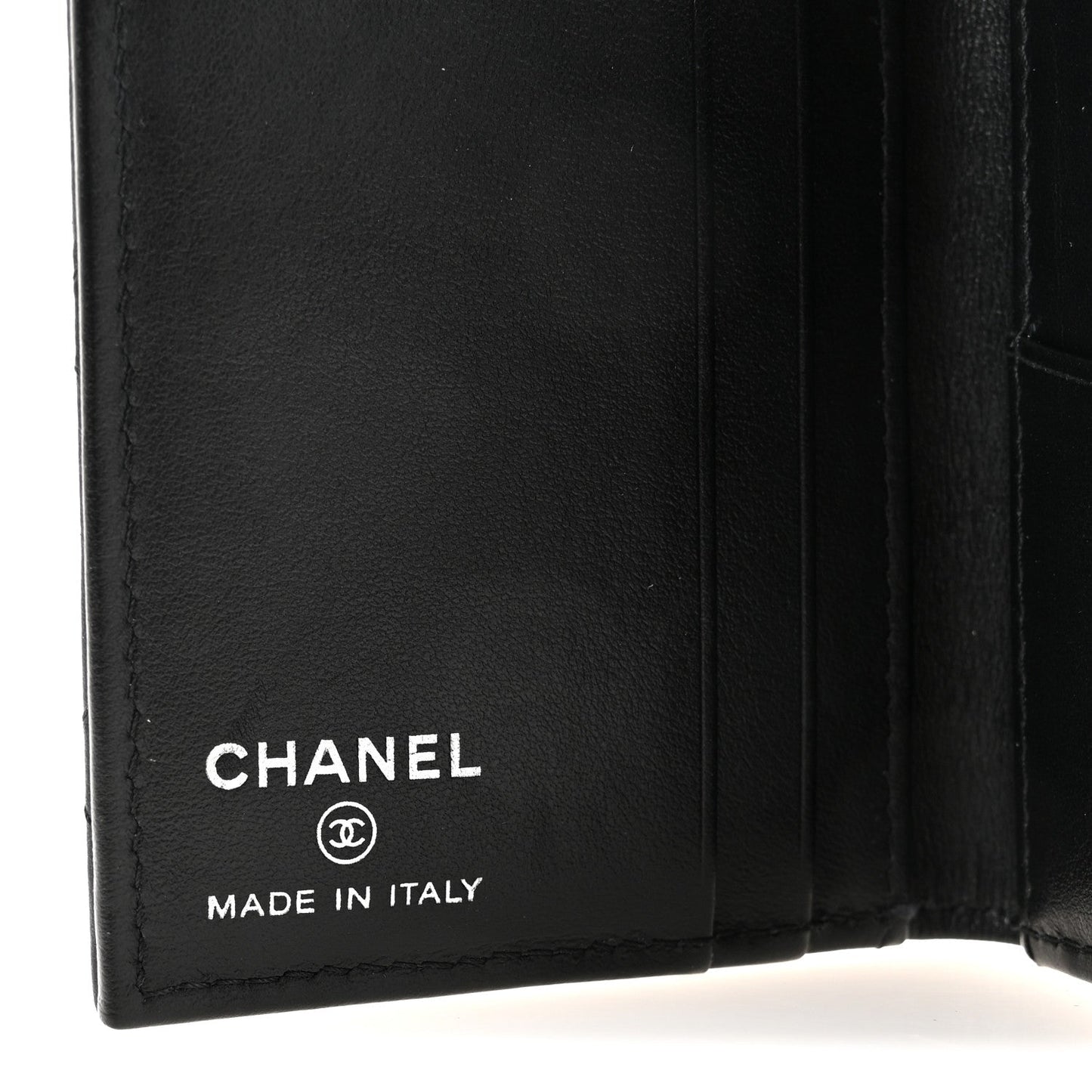 Calfskin Quilted Card Holder Wallet So Black