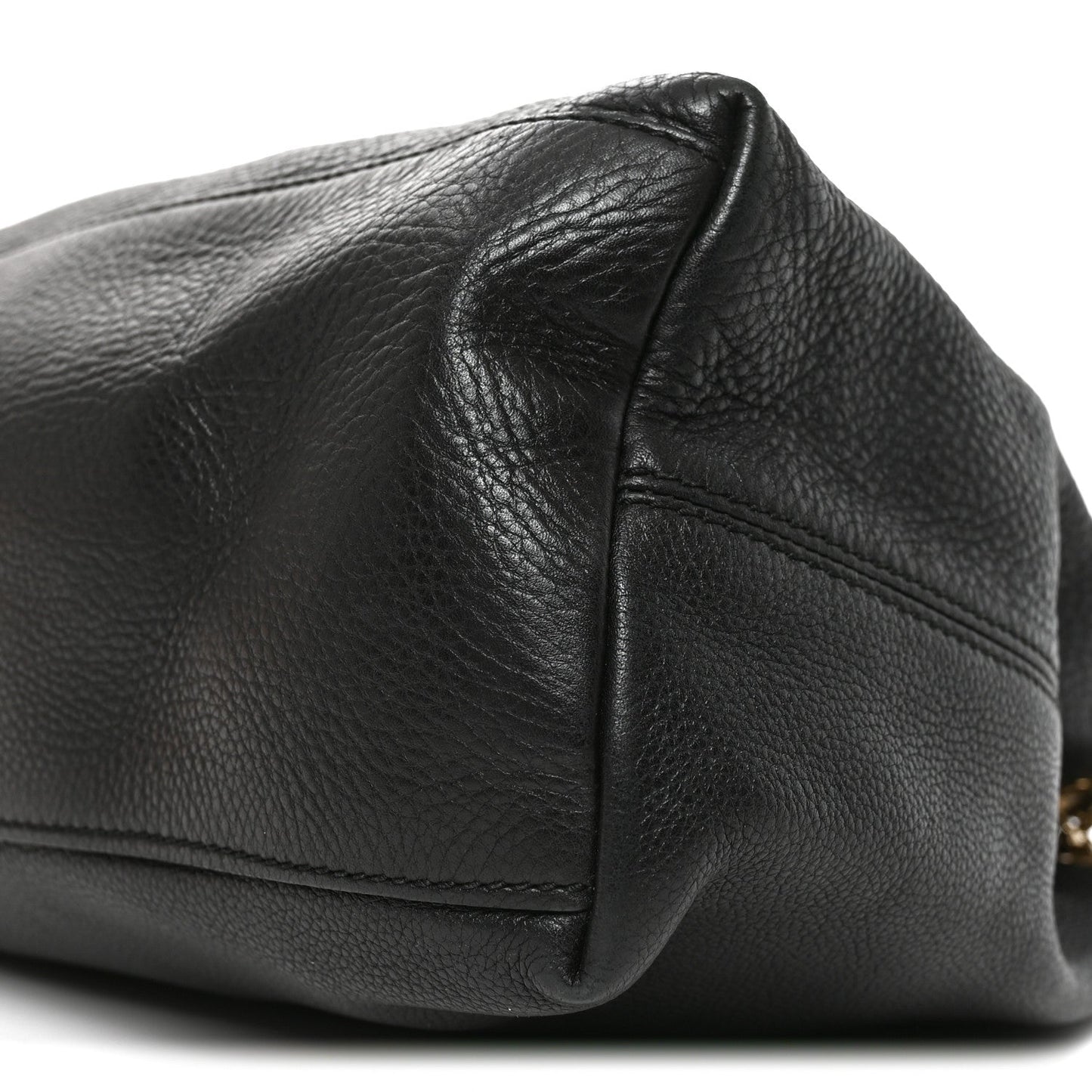 Pebbled Calfskin Medium Soho Chain Shoulder Bag Black