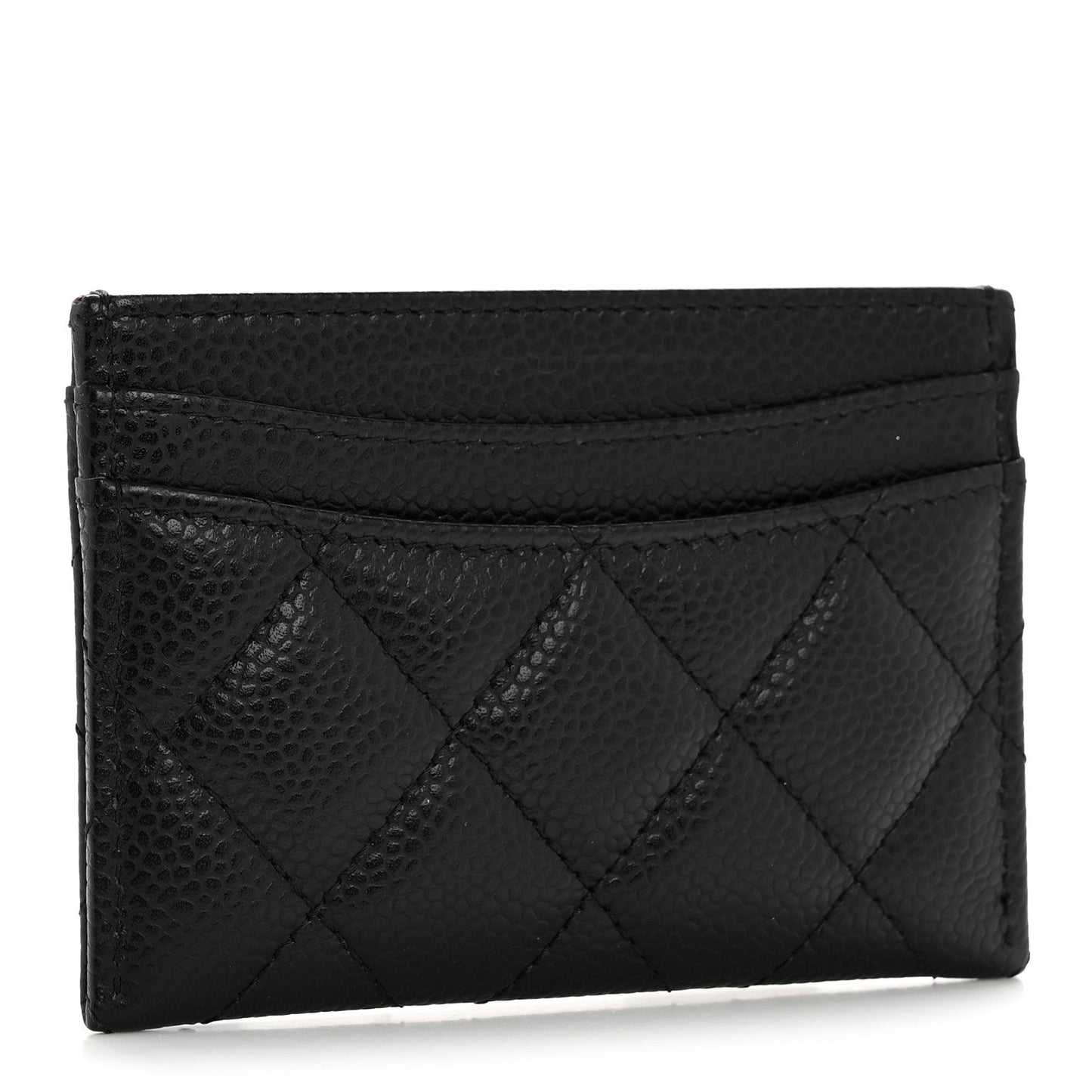 Caviar Quilted Card Holder Black