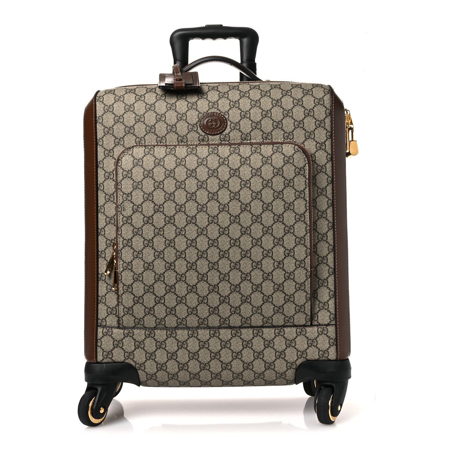 GG Supreme Monogram Azalea Calfskin Retro Interlocking G Small Savoy Cabin Trolley Beige Ebony Brown Sugar