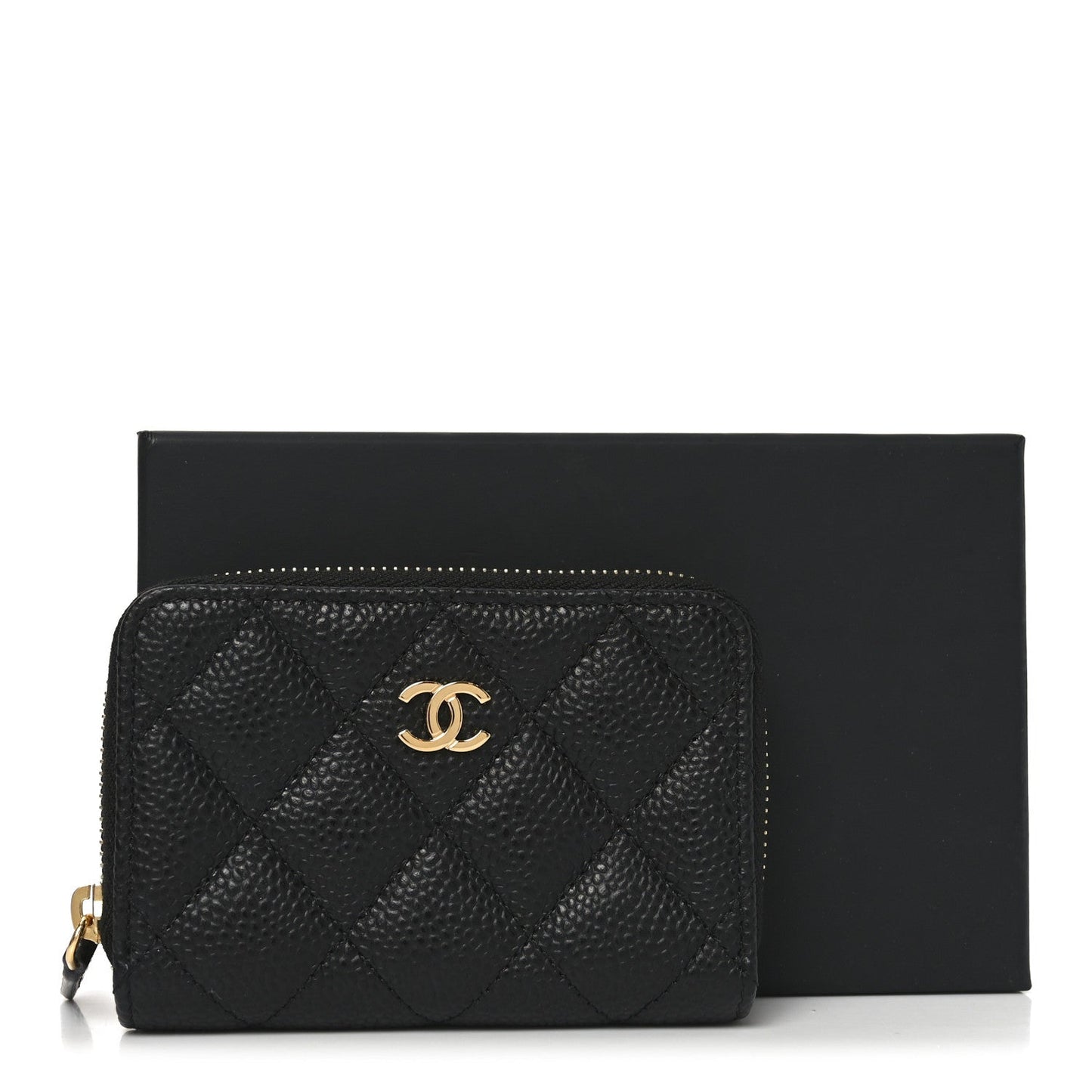 Caviar Quilted Zip Coin Purse Black