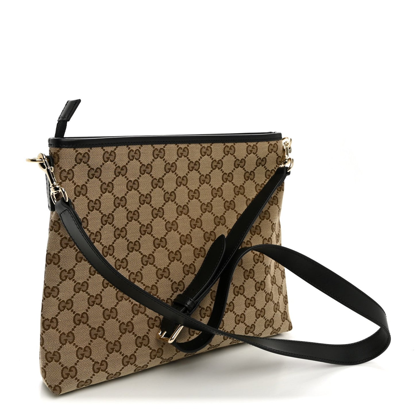 GG Monogram Web Flat Messenger Bag Black