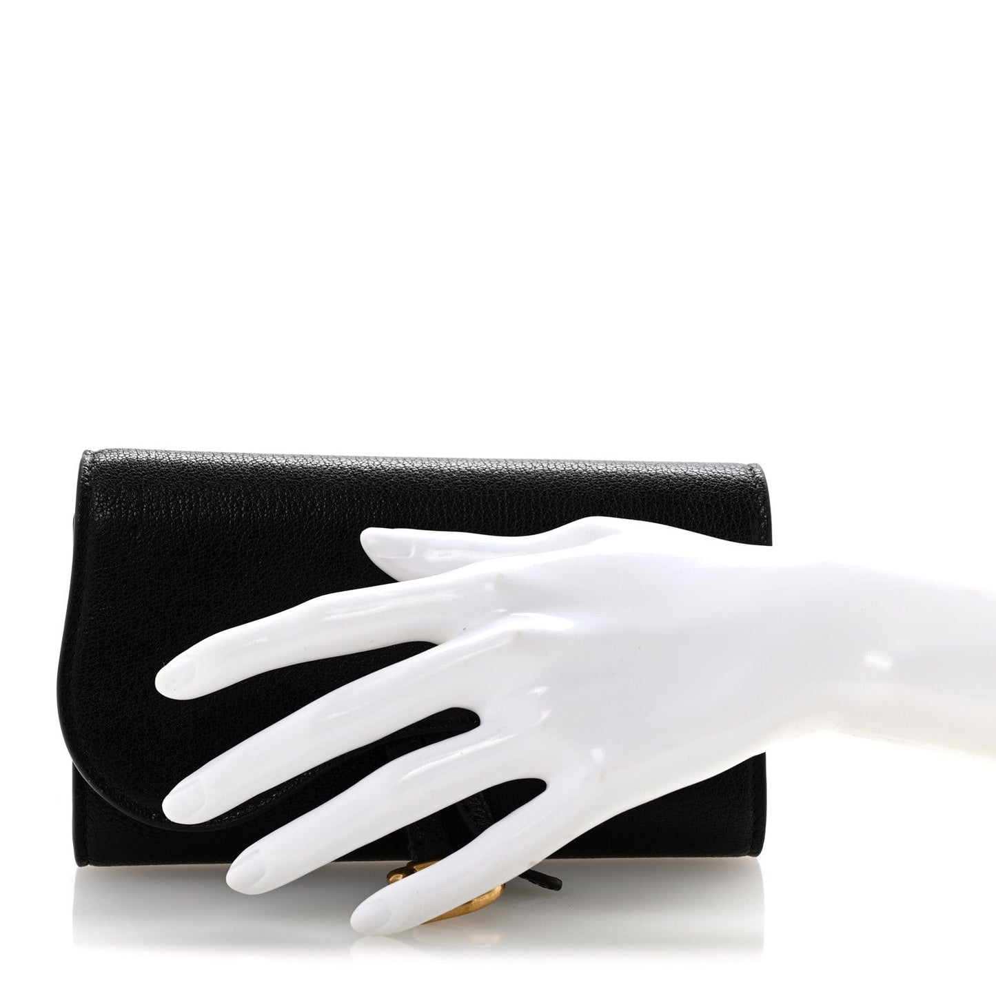 Goatskin Saddle Long Wallet Black