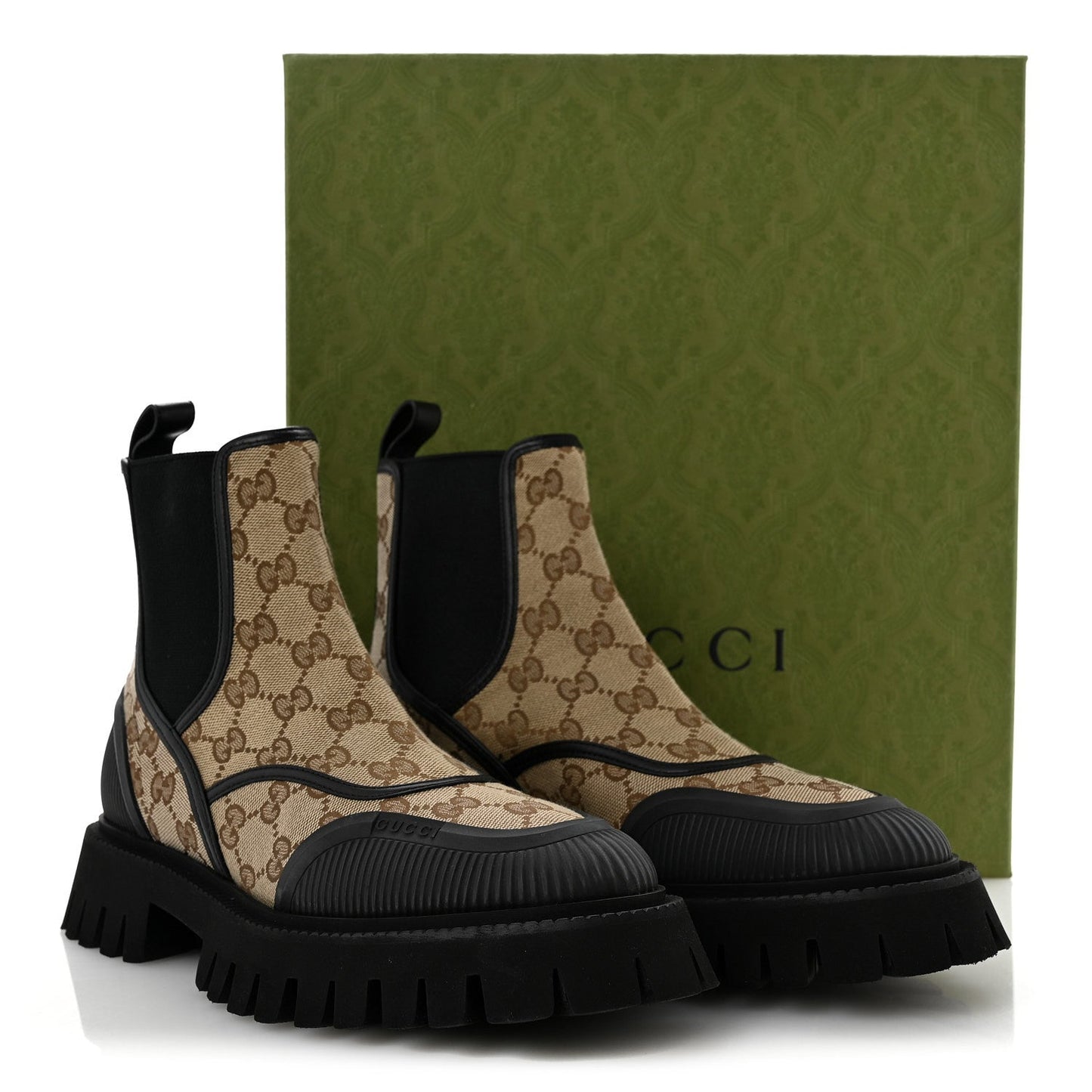 GG Supreme Monogram Ankle Booties 39.5 Mystic White Beige Ebony Black