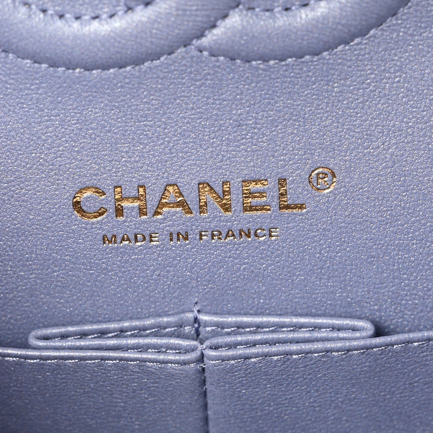 Iridescent Lambskin Quilted Medium Double Flap Light Purple