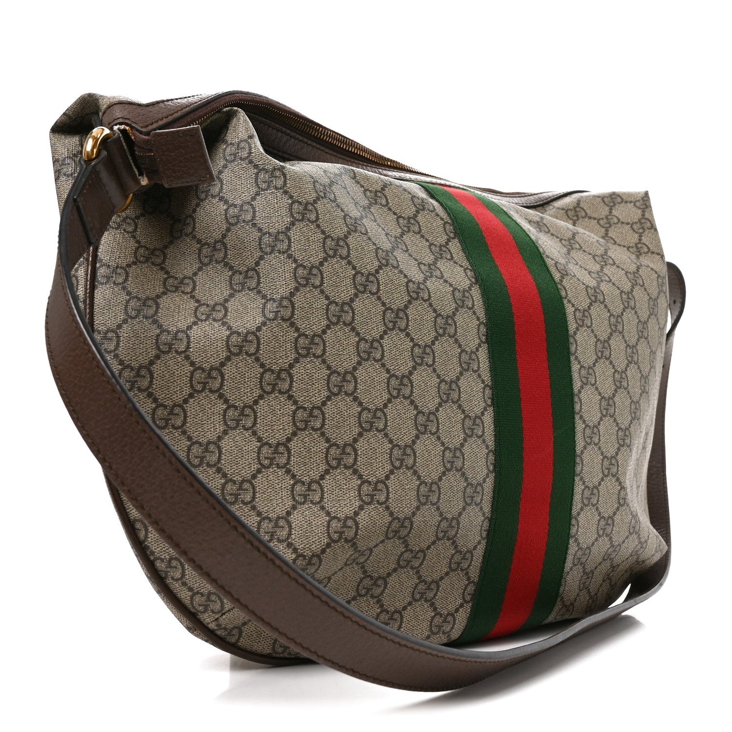GG Supreme Monogram Web Ophidia Half Moon Hobo Brown