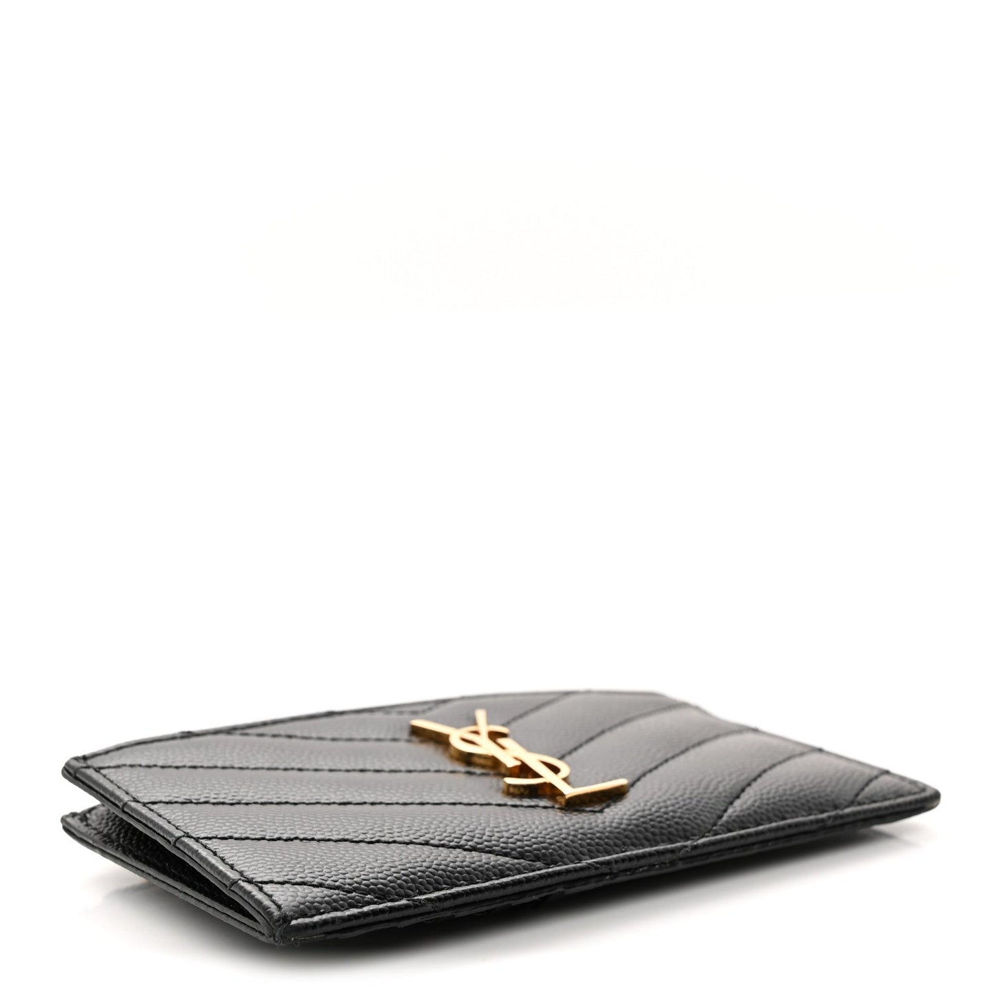Grain De Poudre Matelasse Chevron Monogram Fragments Zippered Card Case Black