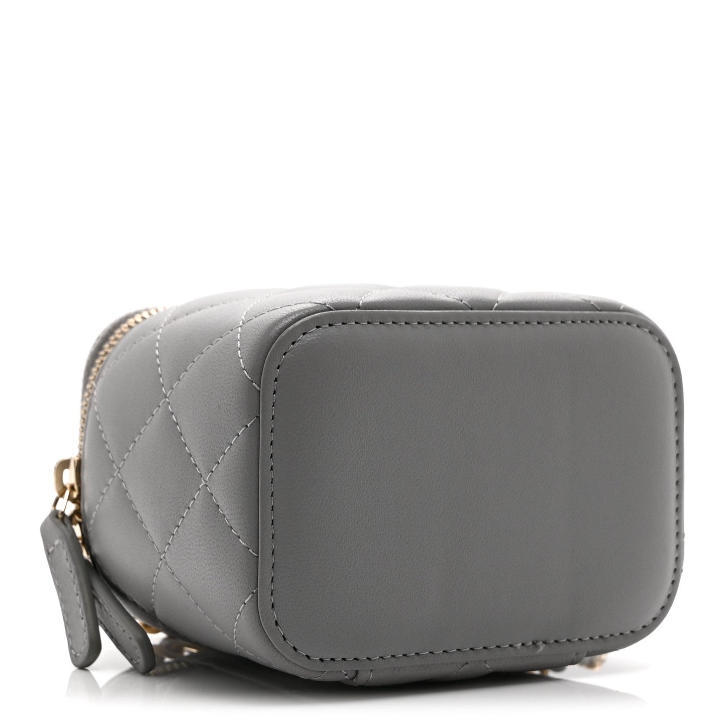 Lambskin Quilted Pearl Crush Mini Vanity Case With Chain Light Purple